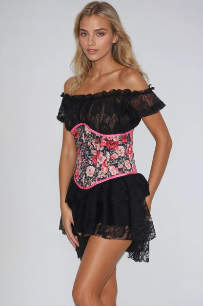 Beckham Midnight Garden Floral Corset
