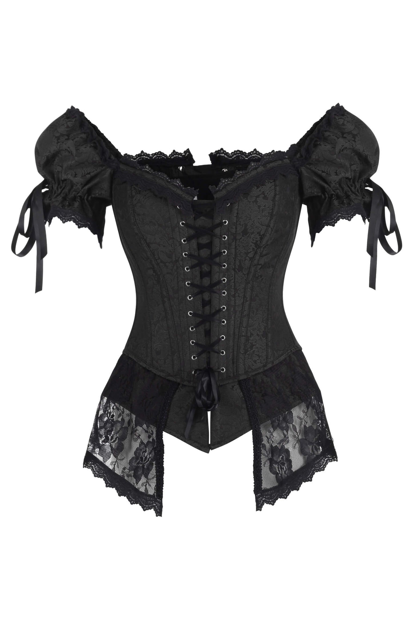 Kenadi Black Overbust Rococo Corset with Peplum