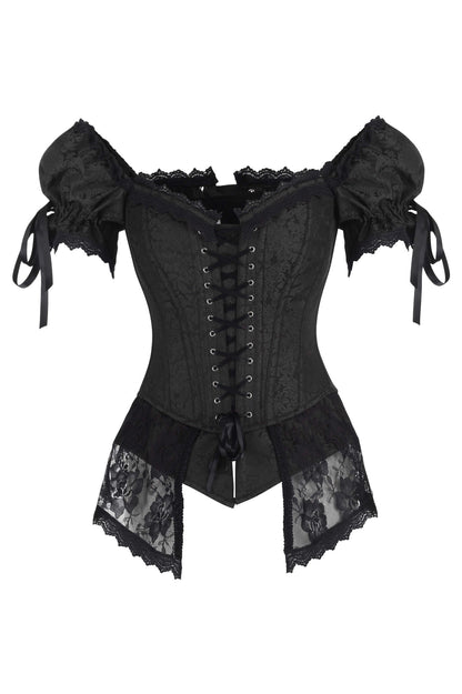 Kenadi Black Overbust Rococo Corset with Peplum