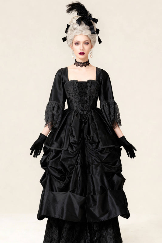 Jonni Rococo Marie Black Taffeta Corset Dress