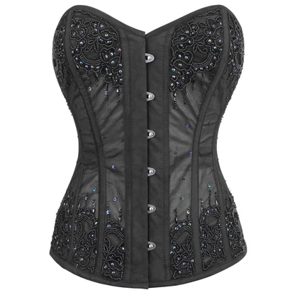 Zatanna Black Mesh Overbust Couture Corset