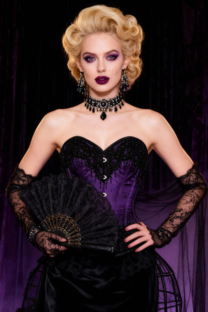 Raea Purple Satin with Lace Overlay Couture Corset