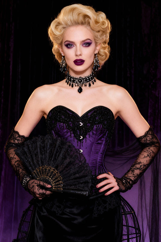 Raea Purple Satin with Lace Overlay Couture Corset