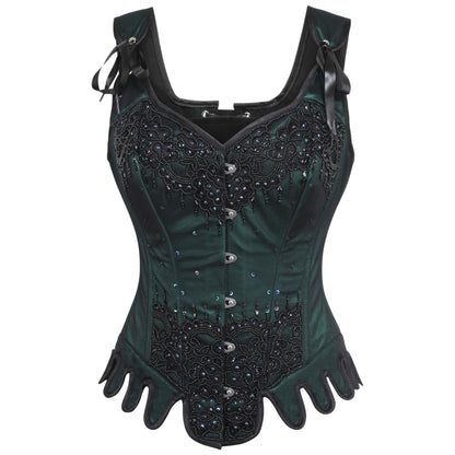 Faye Green Couture Corset with Shoulder Straps