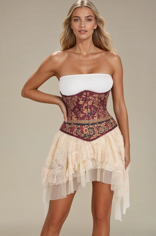 Ivee Opulent Baroque Print Underbust Corset